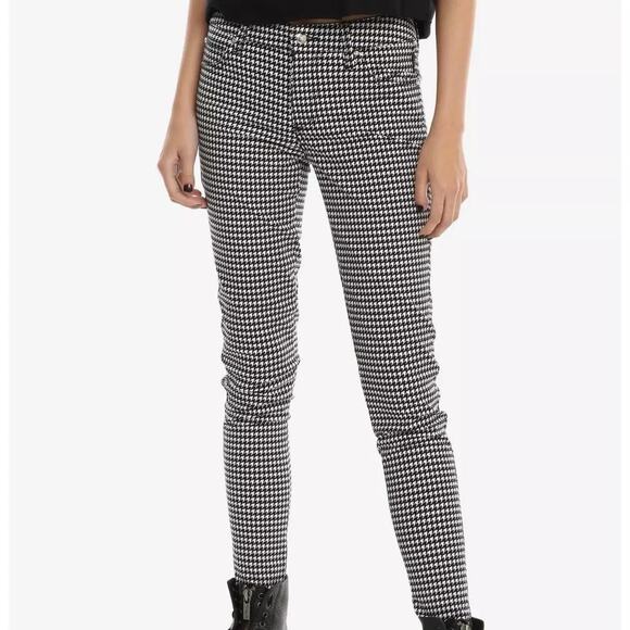 Tripp NYC Jrs 7 Jeans Houndstooth Low Rise Grunge Goth Emo Whimsigoth Stretch - Picture 1 of 16